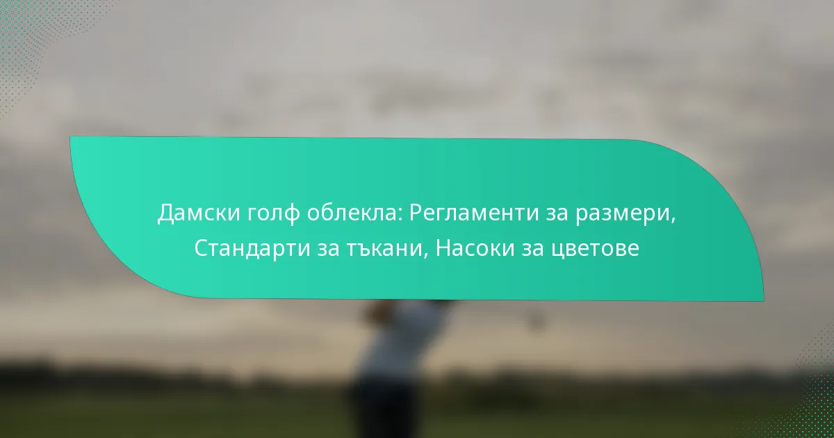 Дамски голф облекла: Регламенти за размери, Стандарти за тъкани, Насоки за цветове