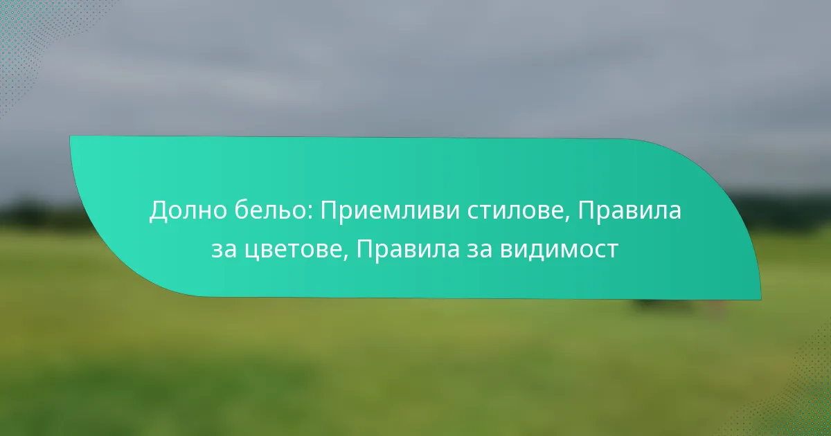 Долно бельо: Приемливи стилове, Правила за цветове, Правила за видимост