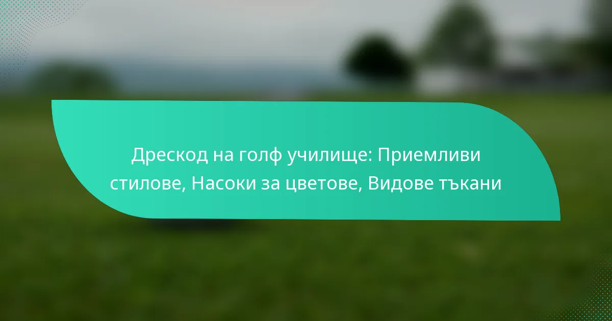 Дрескод на голф училище: Приемливи стилове, Насоки за цветове, Видове тъкани