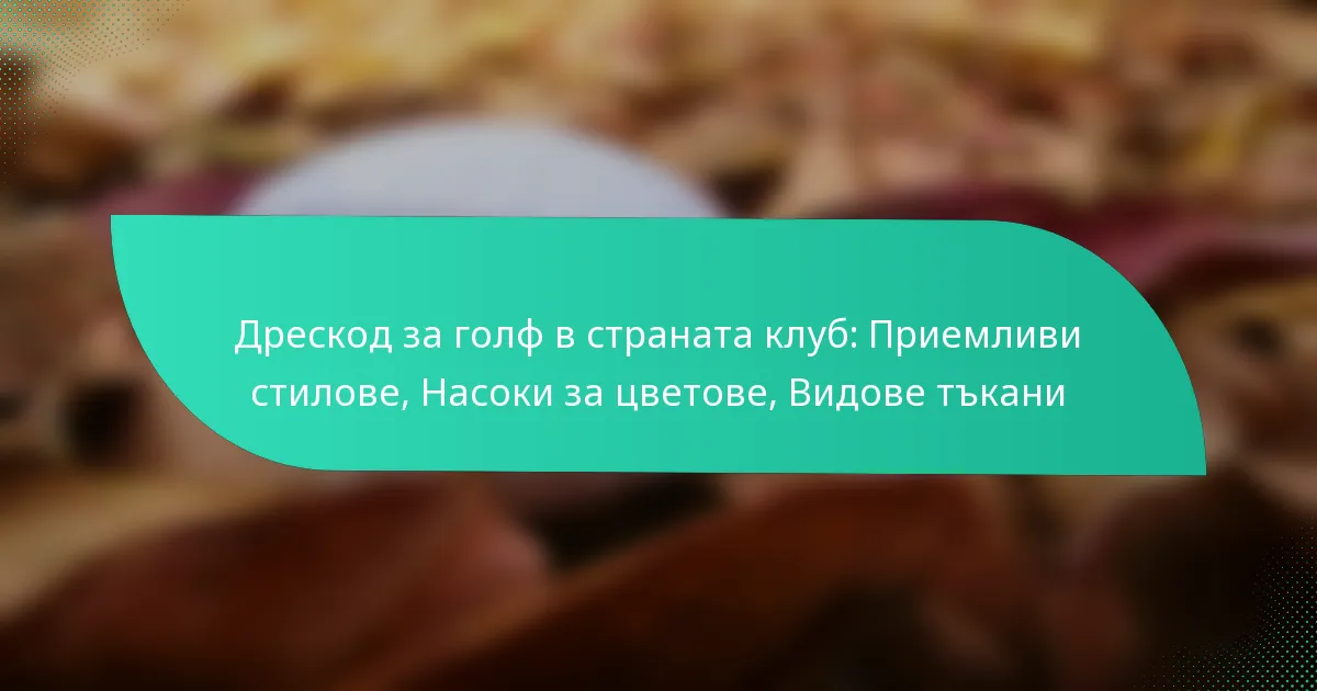 Дрескод за голф в страната клуб: Приемливи стилове, Насоки за цветове, Видове тъкани