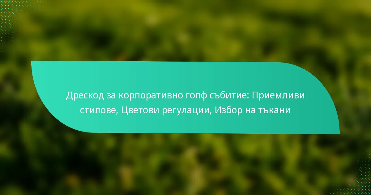 Дрескод за корпоративно голф събитие: Приемливи стилове, Цветови регулации, Избор на тъкани