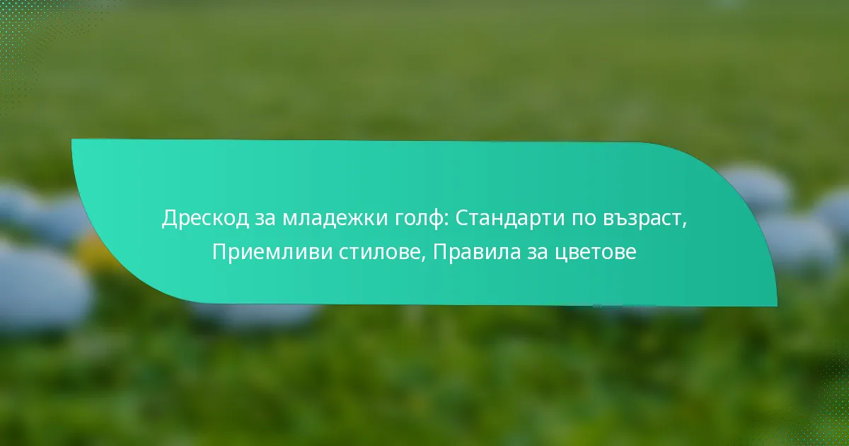 Дрескод за младежки голф: Стандарти по възраст, Приемливи стилове, Правила за цветове