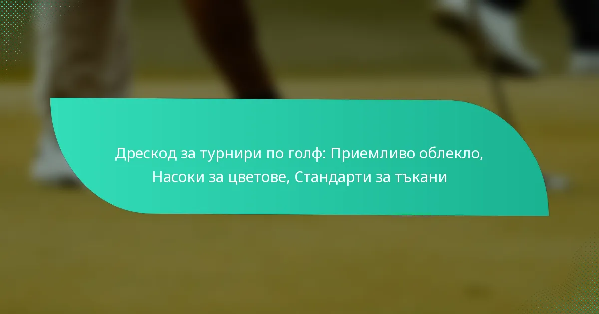Дрескод за турнири по голф: Приемливо облекло, Насоки за цветове, Стандарти за тъкани
