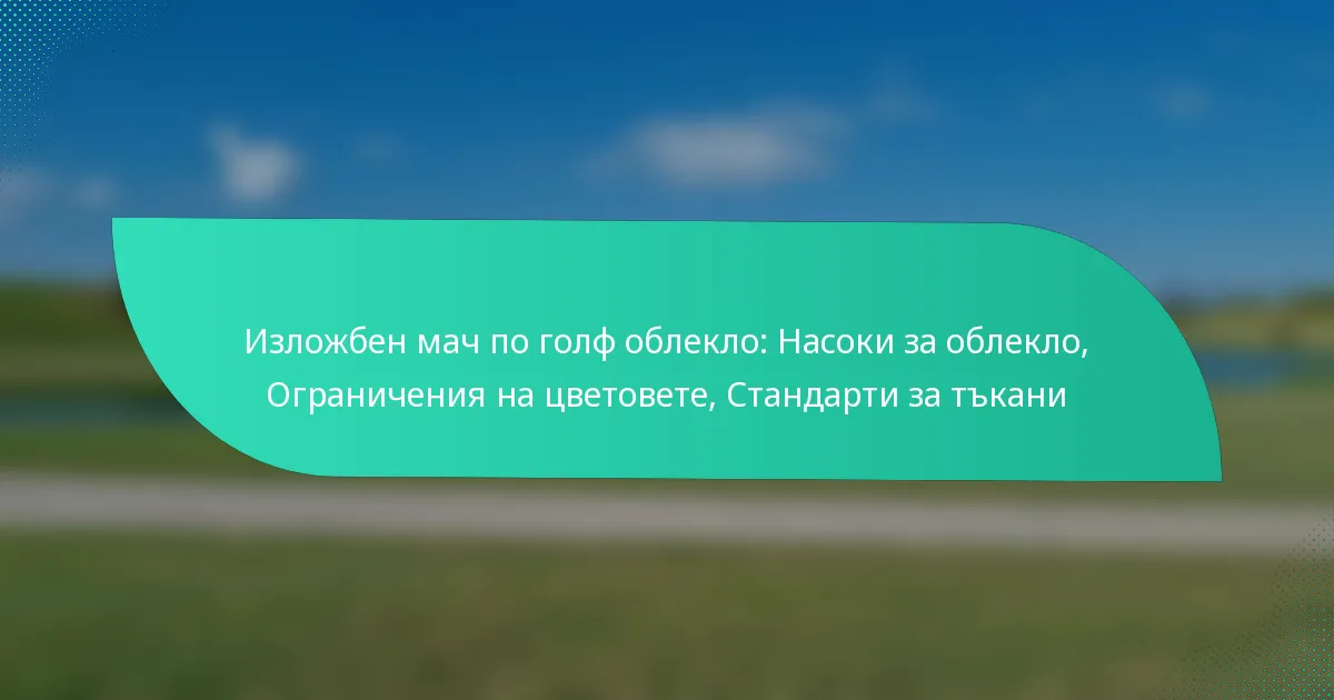 Изложбен мач по голф облекло: Насоки за облекло, Ограничения на цветовете, Стандарти за тъкани