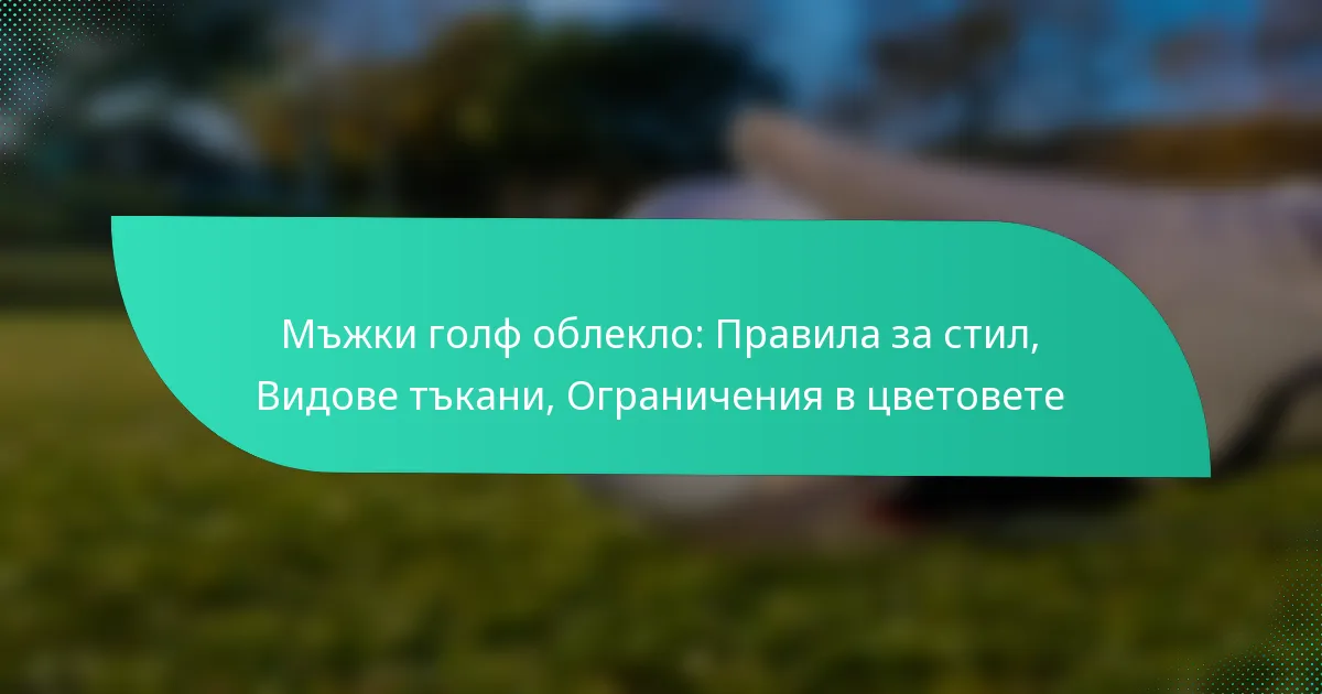 Мъжки голф облекло: Правила за стил, Видове тъкани, Ограничения в цветовете