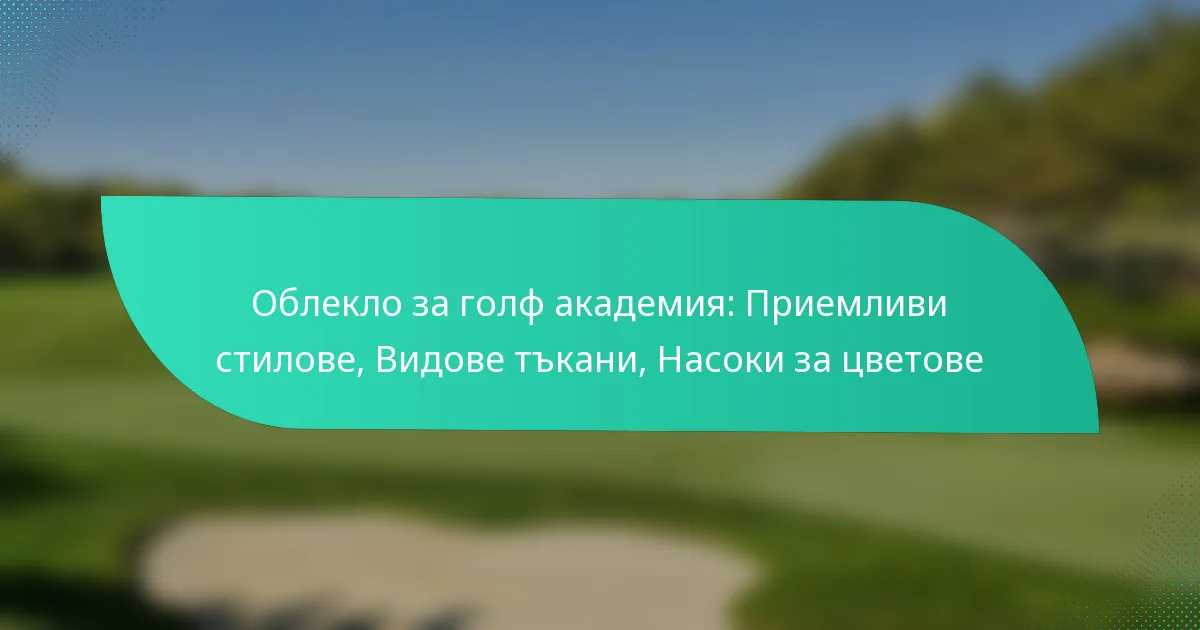 Облекло за голф академия: Приемливи стилове, Видове тъкани, Насоки за цветове