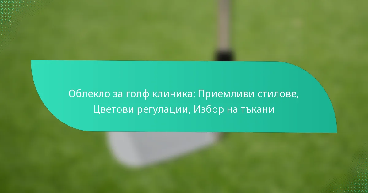 Облекло за голф клиника: Приемливи стилове, Цветови регулации, Избор на тъкани