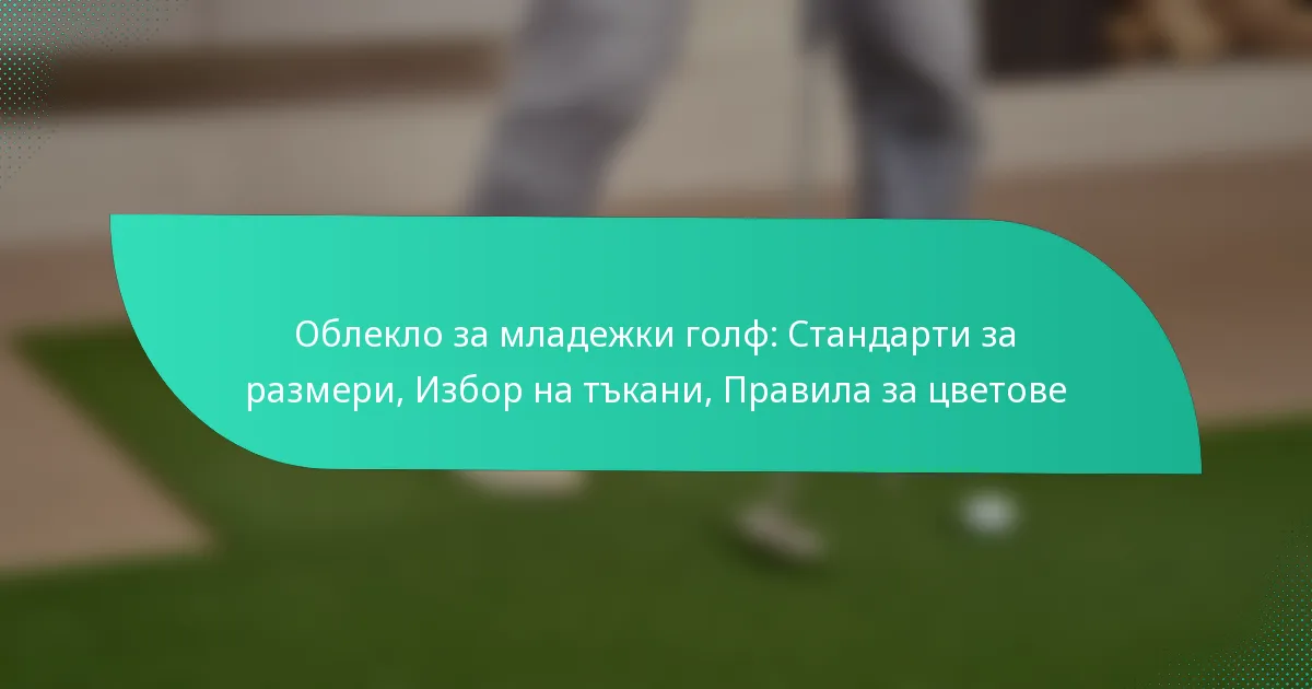 Облекло за младежки голф: Стандарти за размери, Избор на тъкани, Правила за цветове