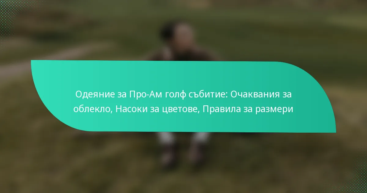 Одеяние за Про-Ам голф събитие: Очаквания за облекло, Насоки за цветове, Правила за размери