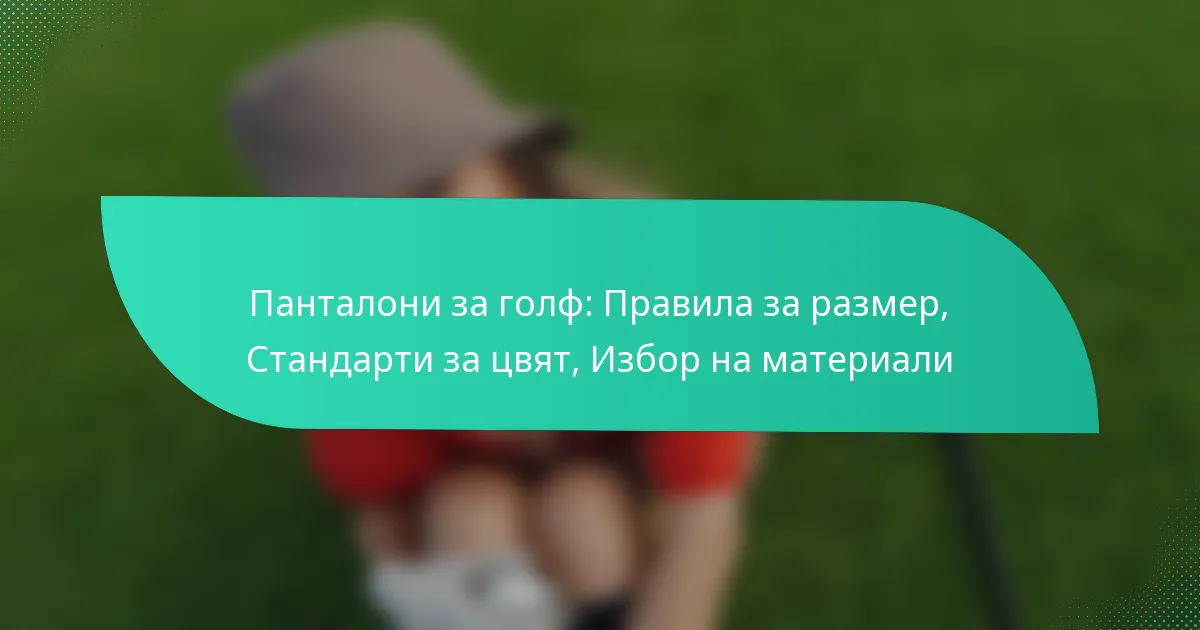 Панталони за голф: Правила за размер, Стандарти за цвят, Избор на материали