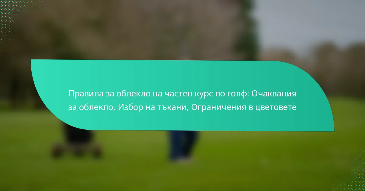 Правила за облекло на частен курс по голф: Очаквания за облекло, Избор на тъкани, Ограничения в цветовете