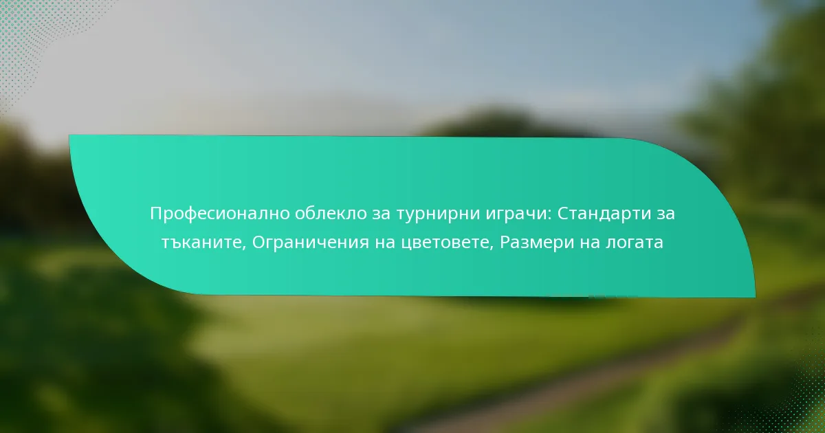 Професионално облекло за турнирни играчи: Стандарти за тъканите, Ограничения на цветовете, Размери на логата