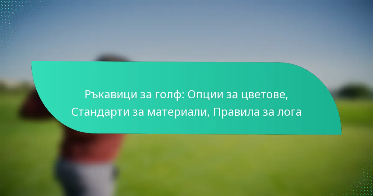 Ръкавици за голф: Опции за цветове, Стандарти за материали, Правила за лога