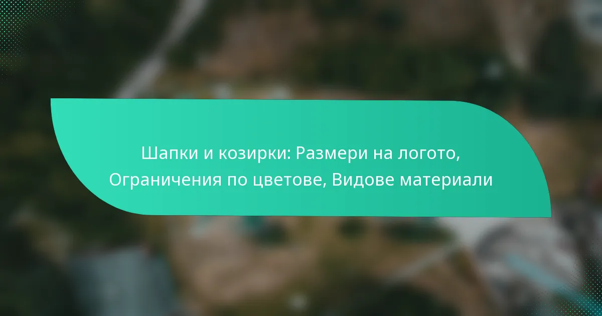 Шапки и козирки: Размери на логото, Ограничения по цветове, Видове материали