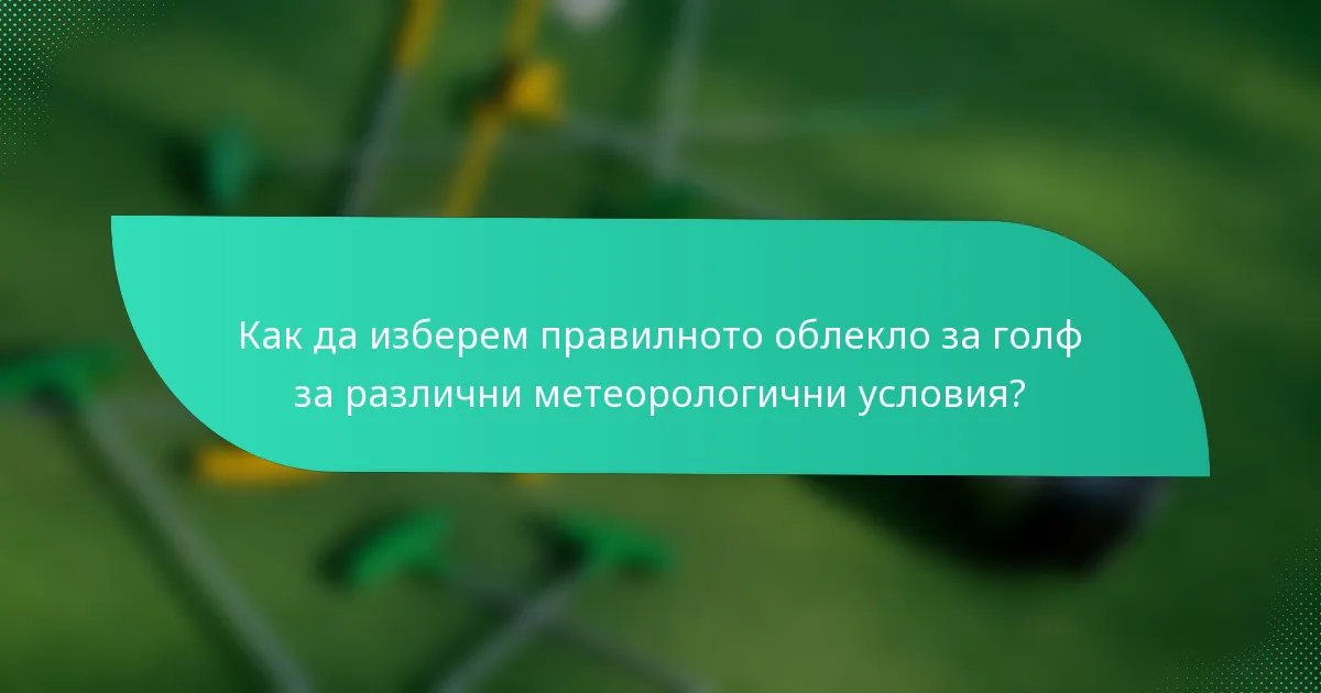 Как да изберем правилното облекло за голф за различни метеорологични условия?