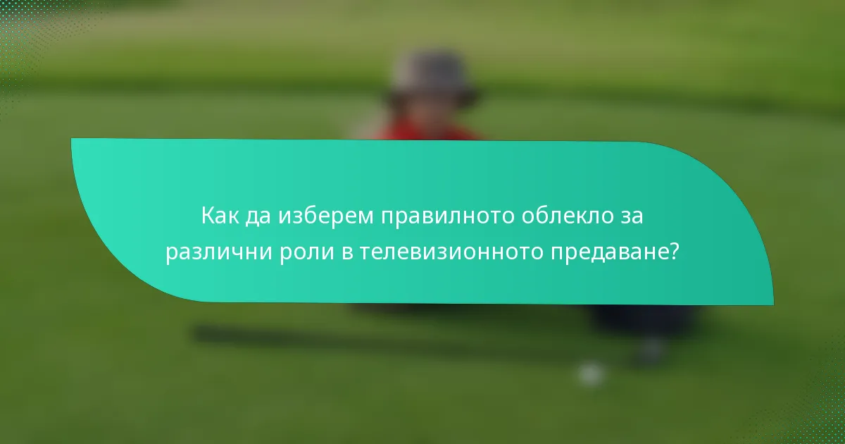 Как да изберем правилното облекло за различни роли в телевизионното предаване?