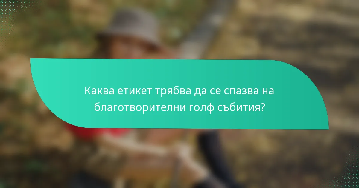 Каква етикет трябва да се спазва на благотворителни голф събития?
