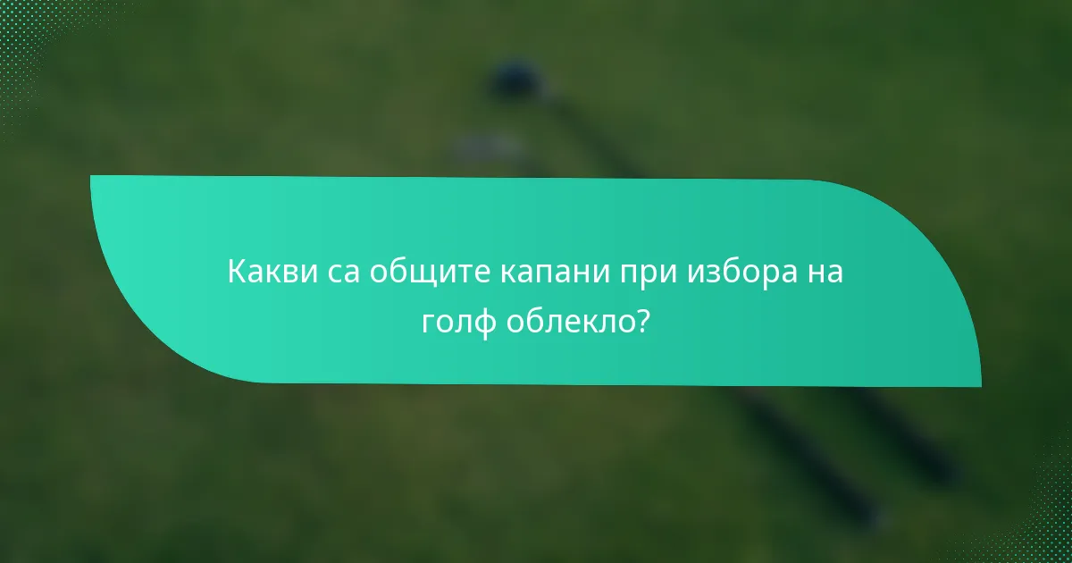 Какви са общите капани при избора на голф облекло?