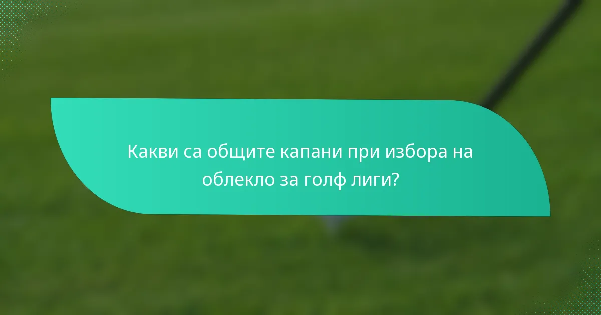 Какви са общите капани при избора на облекло за голф лиги?